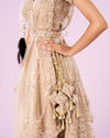 Mohey Women Exquisite Fawn Net Semi Bridal Lehenga