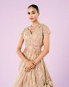 Mohey Women Exquisite Fawn Net Bridal Lehenga