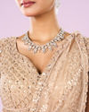 Mohey Women Exquisite Fawn Net Semi Bridal Lehenga