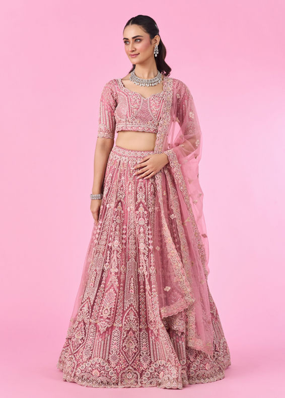 Mohey Women Candy Pink Bridal Lehenga