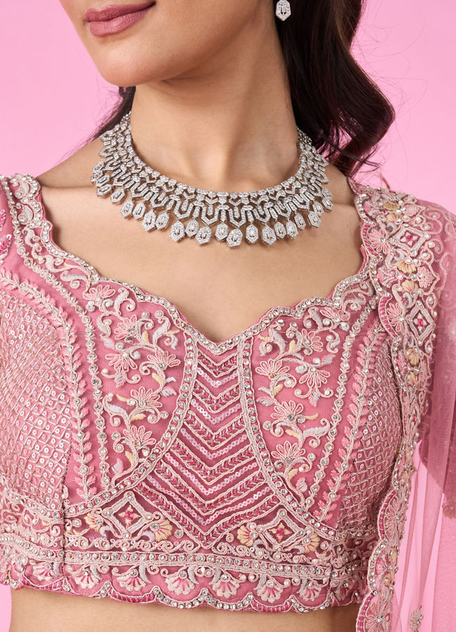 Mohey Women Candy Pink Bridal Lehenga