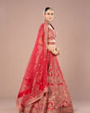 Mohey Women Fiery Red Festive Bridal Lehenga
