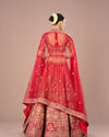 Mohey Women Fiery Red Festive Bridal Lehenga