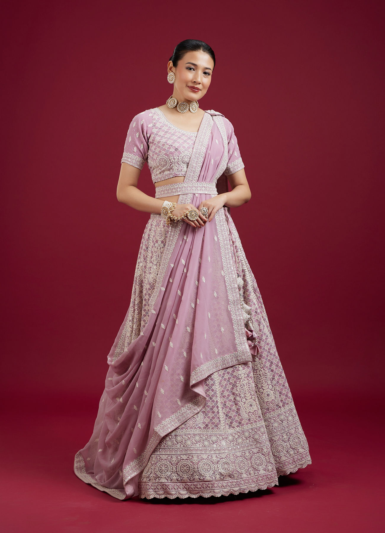 Mohey Women Impressive Violet Lehenga