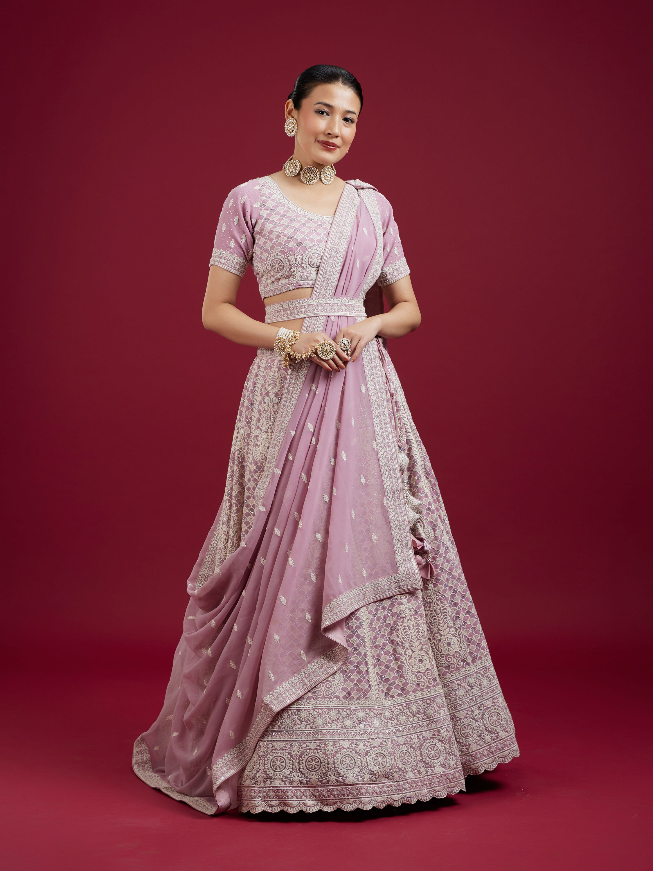 Mohey Women Impressive Violet Lehenga
