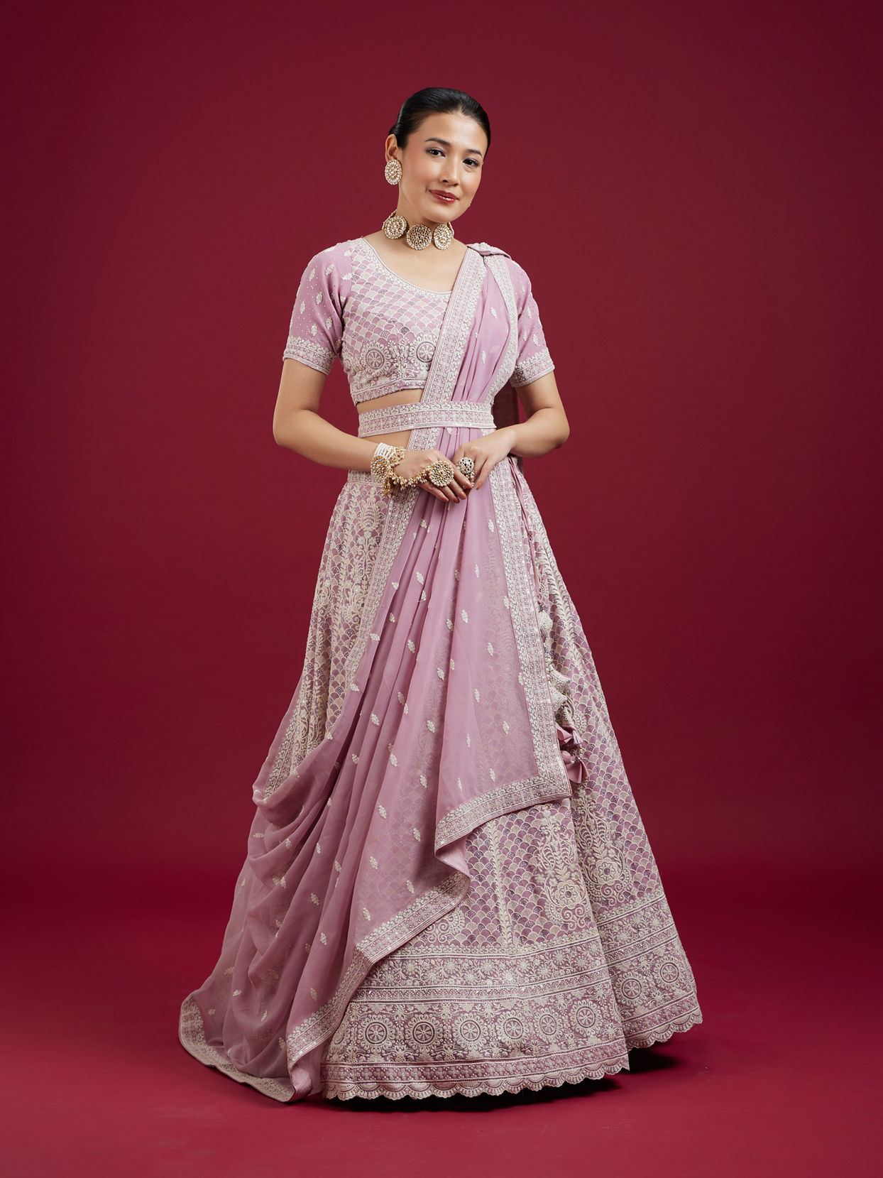 Mohey Women Impressive Violet Lehenga