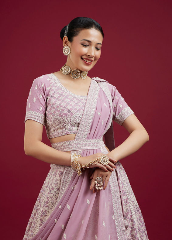 Mohey Women Impressive Violet Lehenga