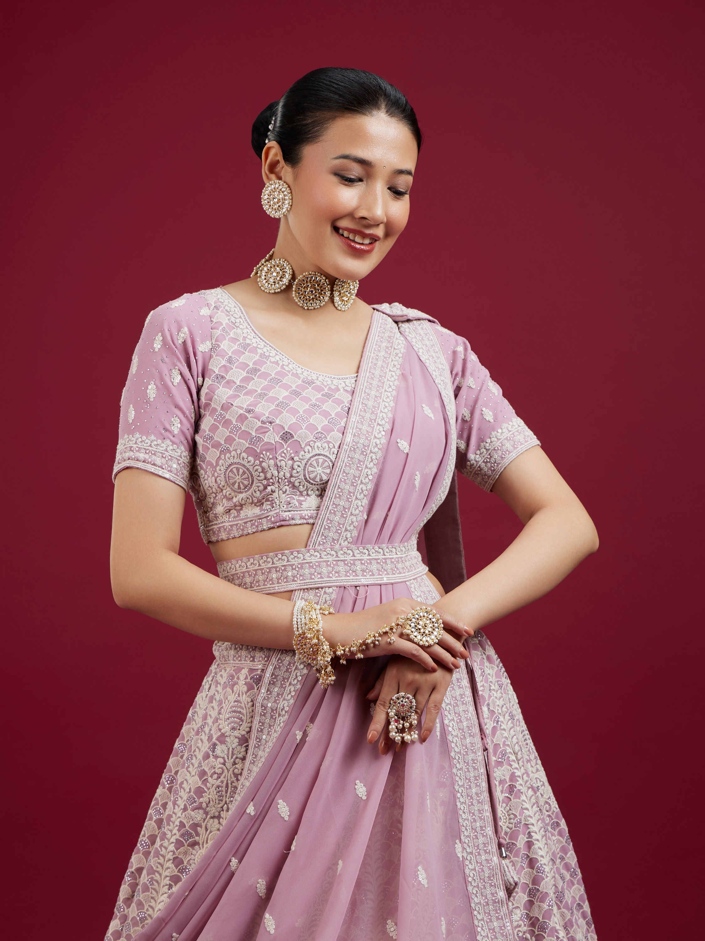 Mohey Women Impressive Violet Lehenga