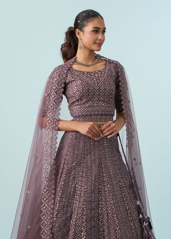 Mohey Women Regal Purple Elegance Lehenga