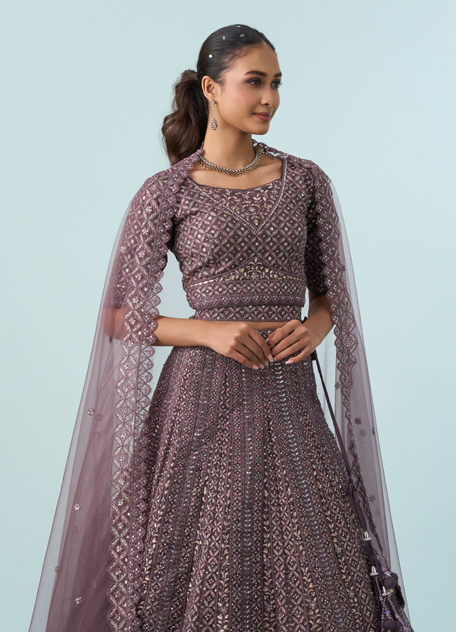Mohey Women Regal Purple Elegance Lehenga