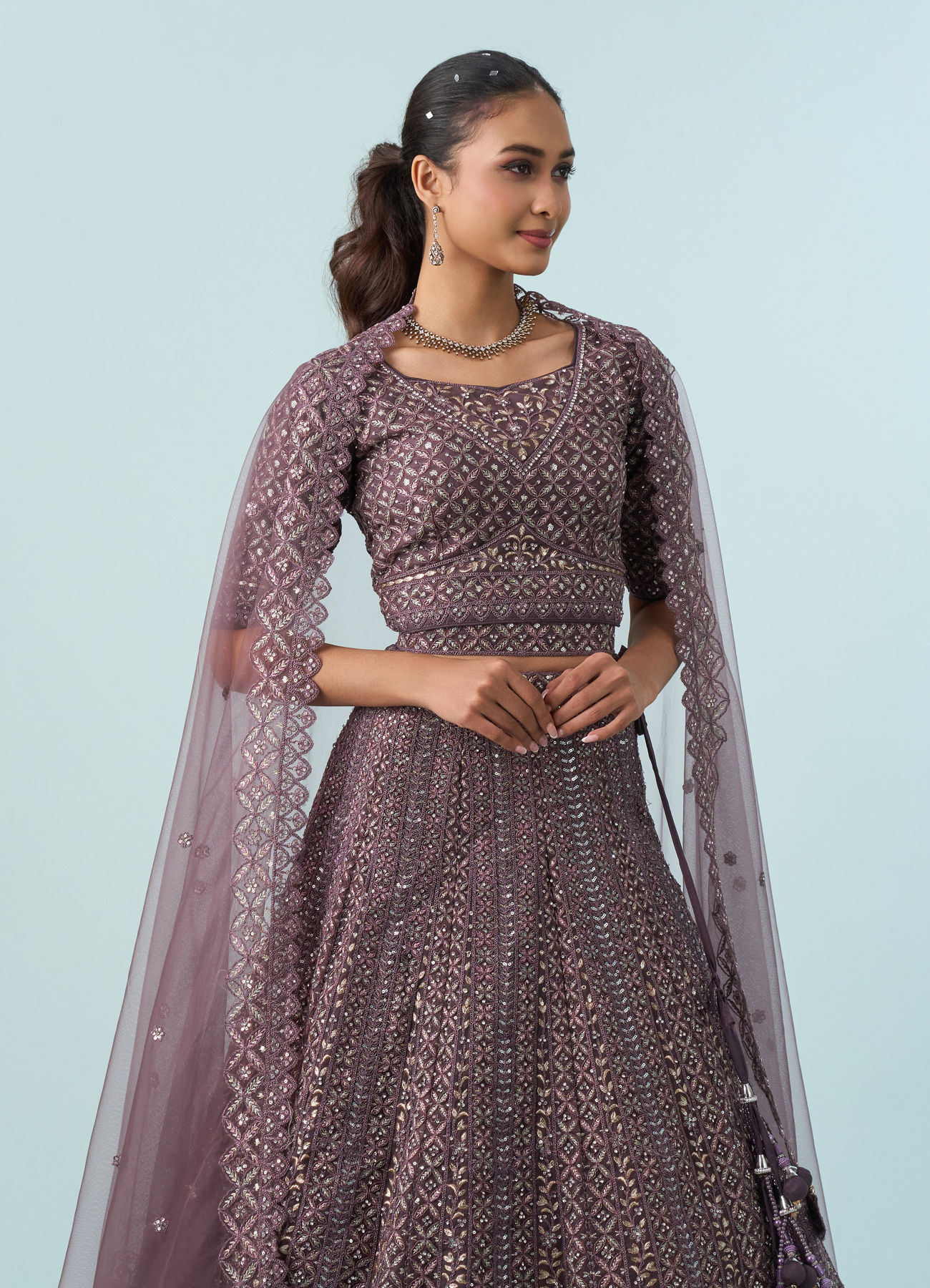 Mohey Women Regal Purple Elegance Lehenga