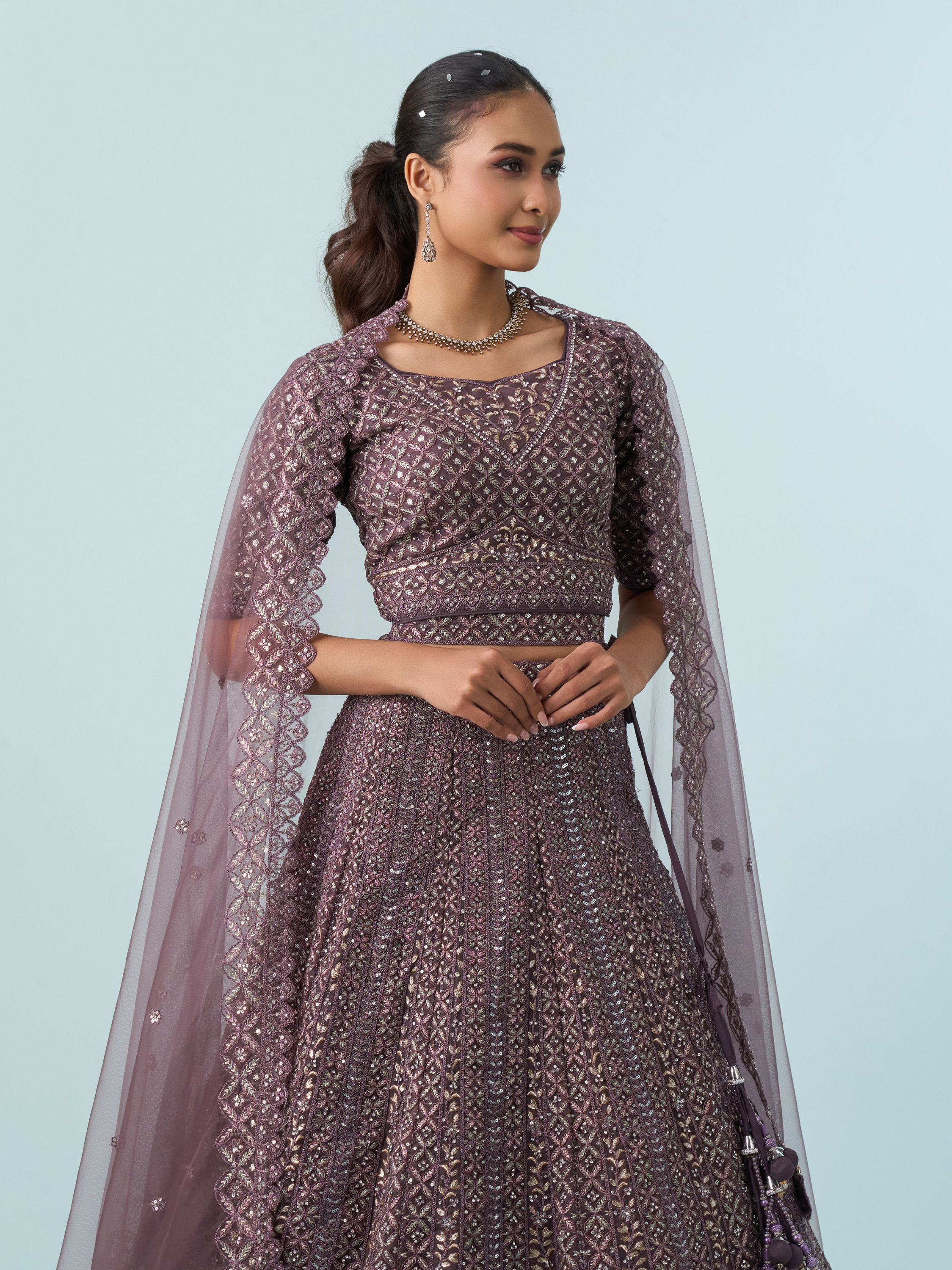 Mohey Women Regal Purple Elegance Lehenga