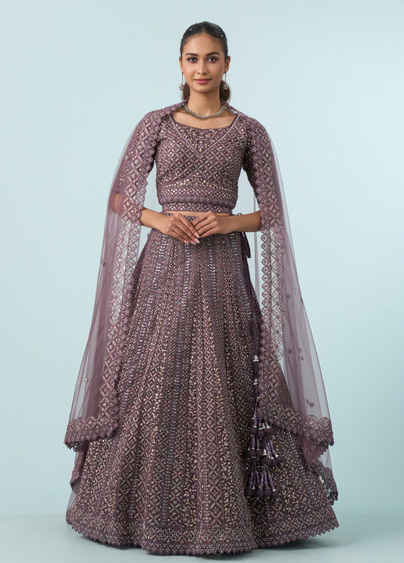 Mohey Women Regal Purple Elegance Lehenga