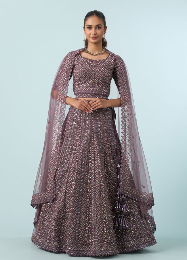 Mohey Women Regal Purple Elegance Lehenga