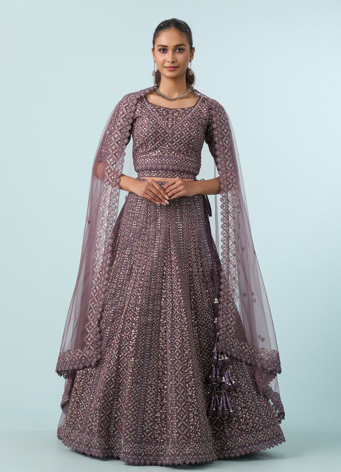 Mohey Women Regal Purple Elegance Lehenga