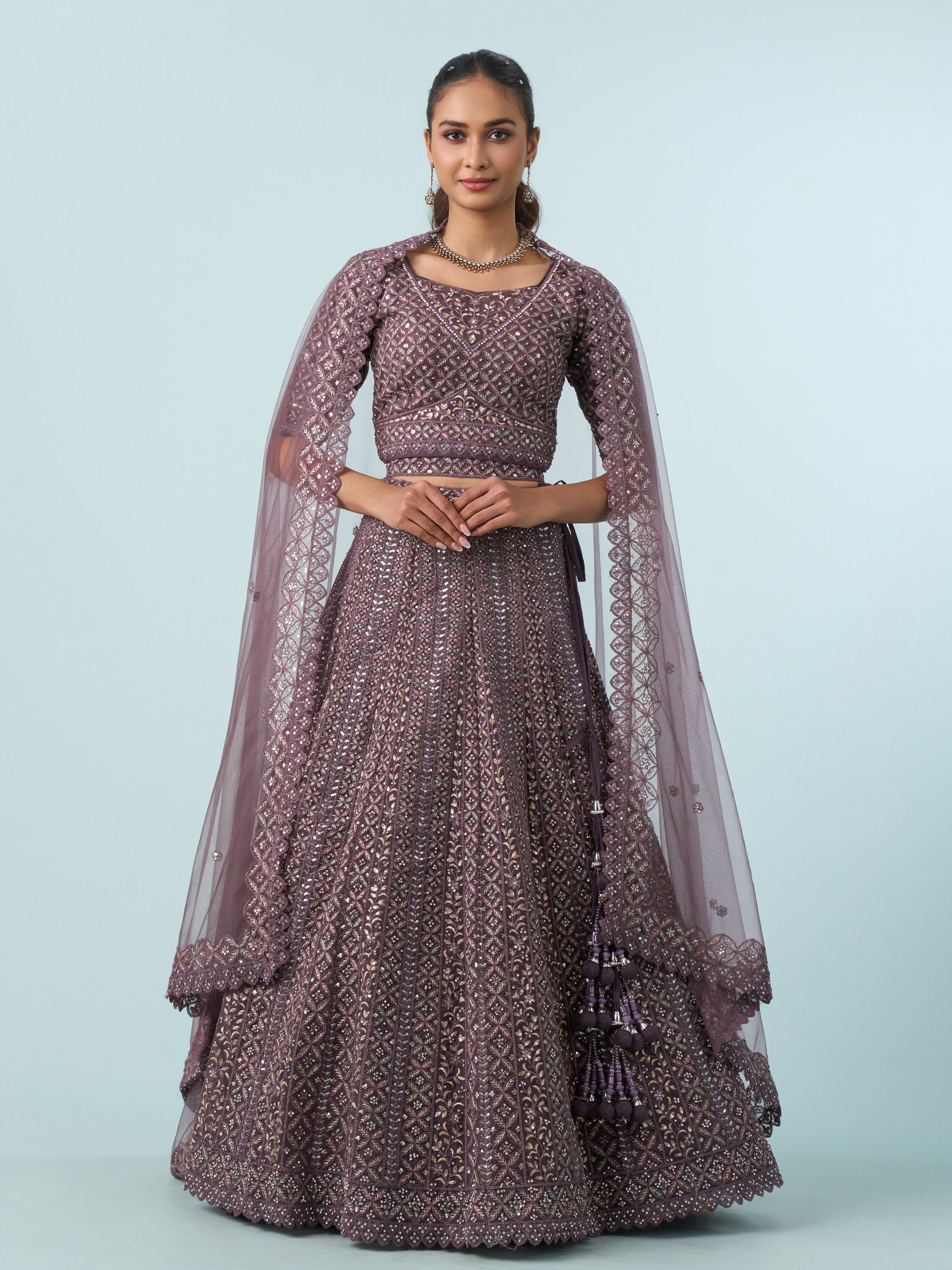 Mohey Women Regal Purple Elegance Lehenga
