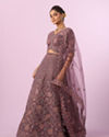 Mohey Women Designer Purple Net Lehenga