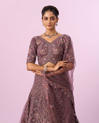 Mohey Women Designer Purple Net Lehenga