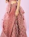 Mohey Women Dusty Pink Radiance Semi Bridal Lehenga