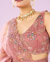 Mohey Women Dusty Pink Radiance Semi Bridal Lehenga