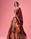 Mohey Women Maroon Art Silk Banarasi Lehenga