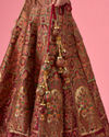 Mohey Women Maroon Art Silk Banarasi Lehenga