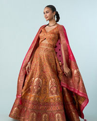 Mohey Women Yellow Art Silk Lehenga Set