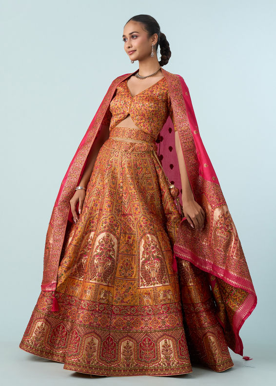 Mohey Women Yellow Art Silk Lehenga Set
