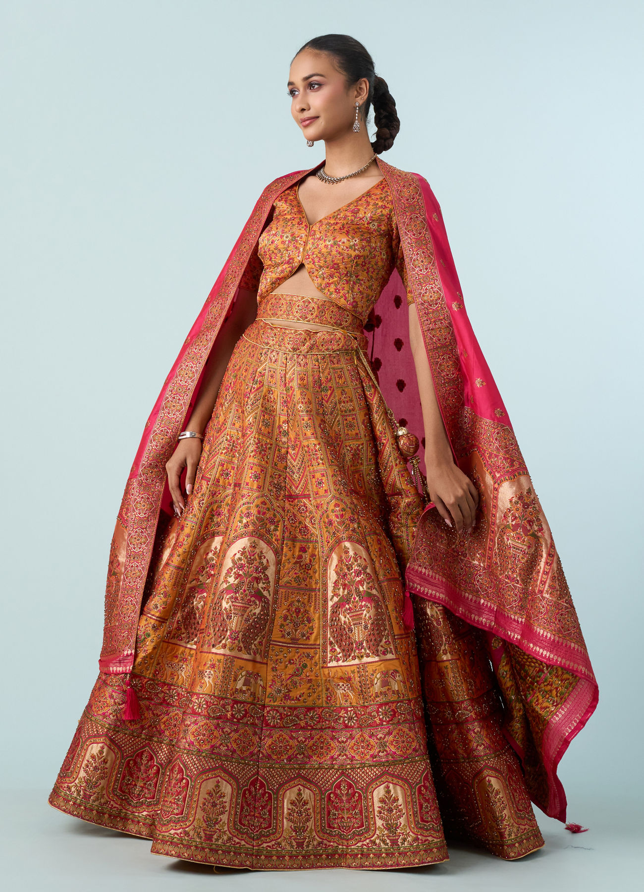 Mohey Women Yellow Art Silk Lehenga Set