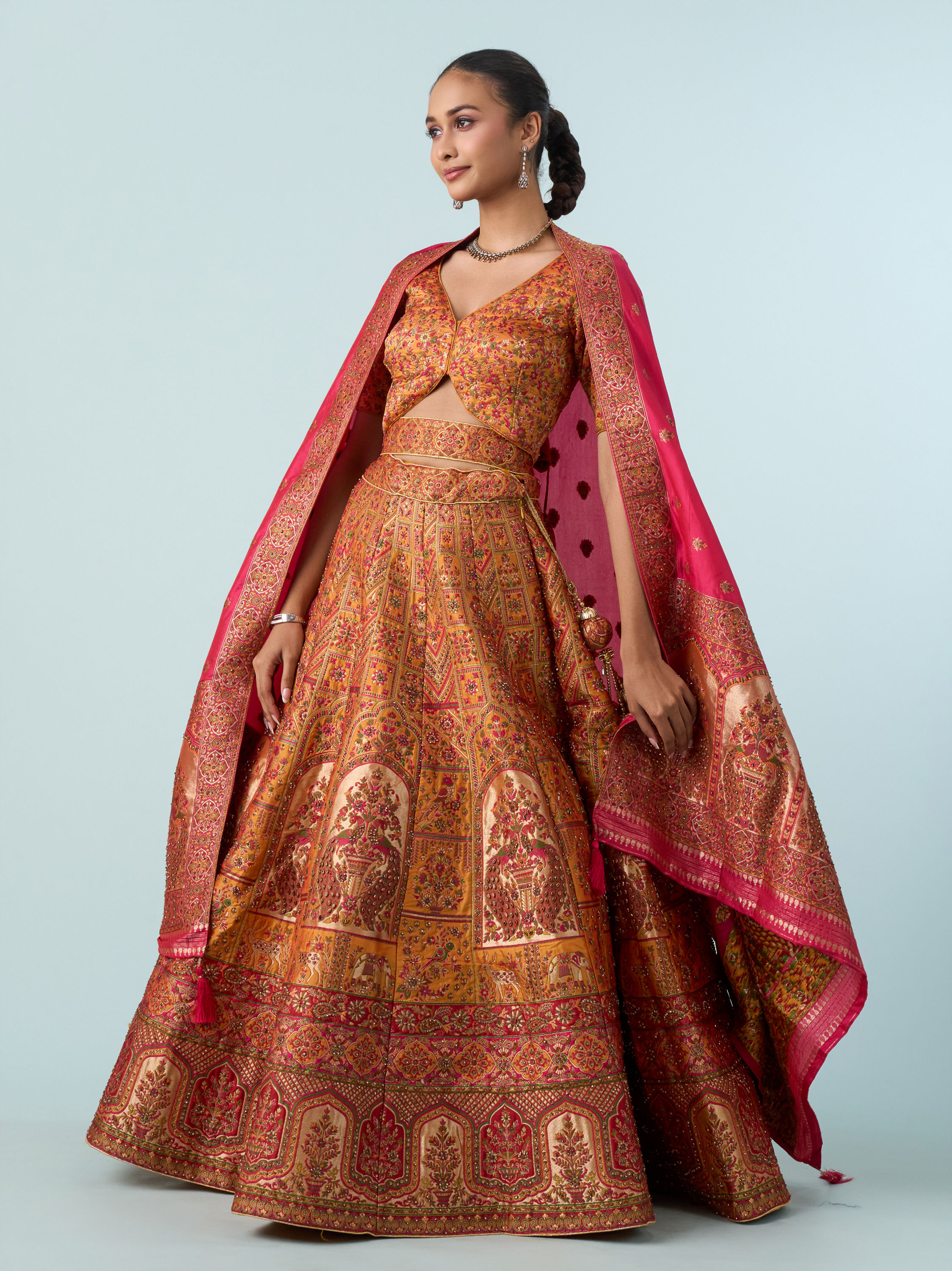 Mohey Women Yellow Art Silk Lehenga Set