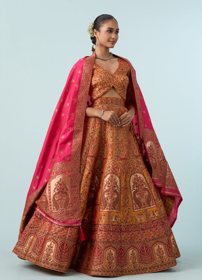 Mohey Women Yellow Art Silk Lehenga Set