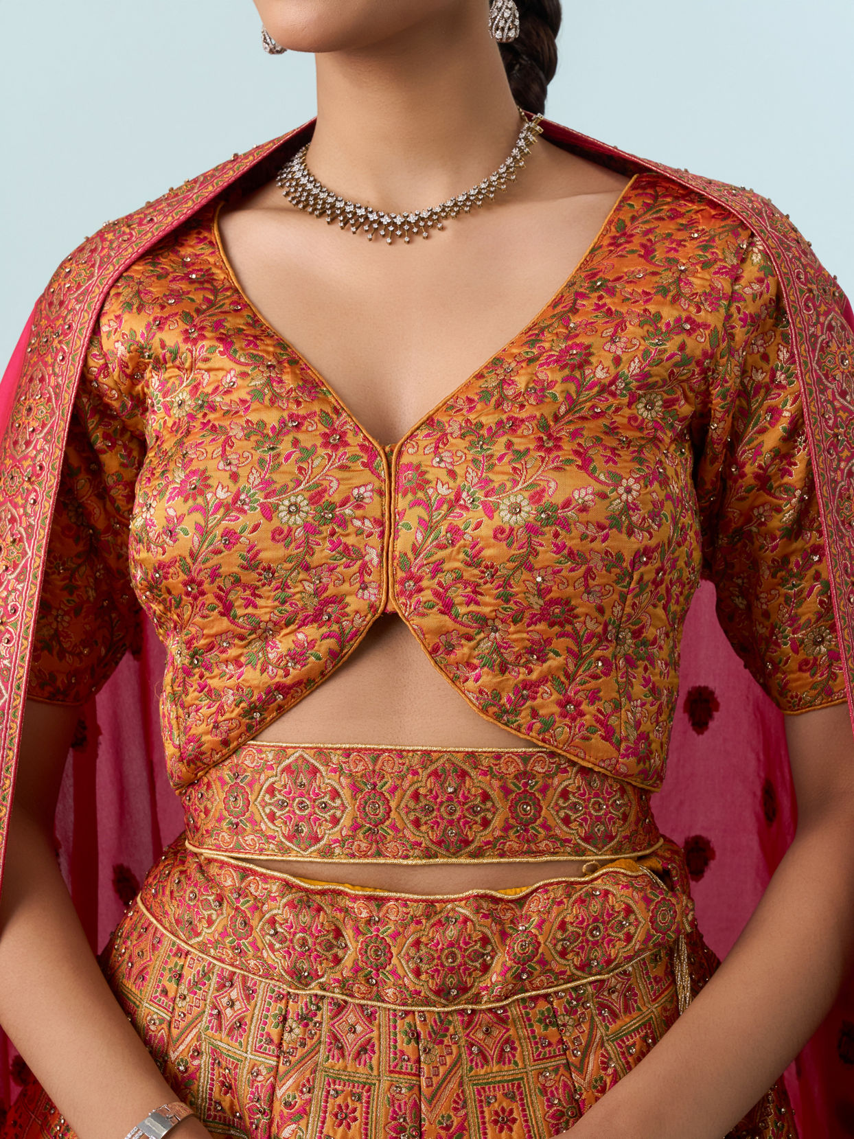 Mohey Women Yellow Art Silk Lehenga Set