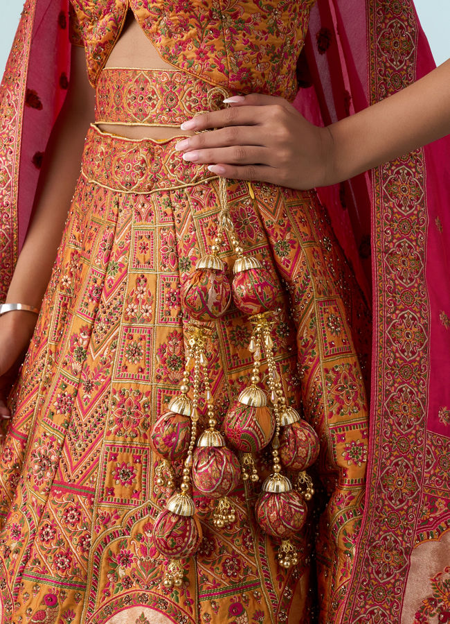 Mohey Women Yellow Art Silk Lehenga Set