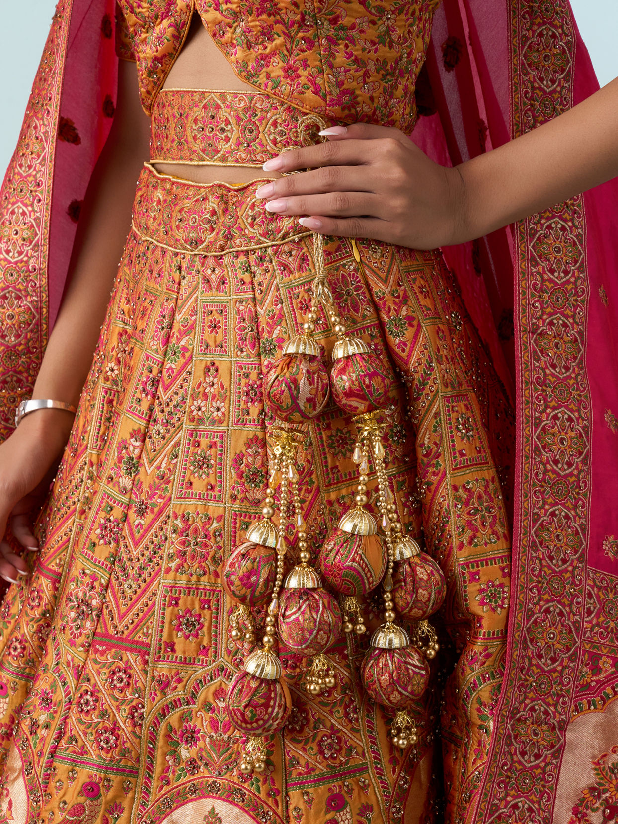 Mohey Women Yellow Art Silk Lehenga Set