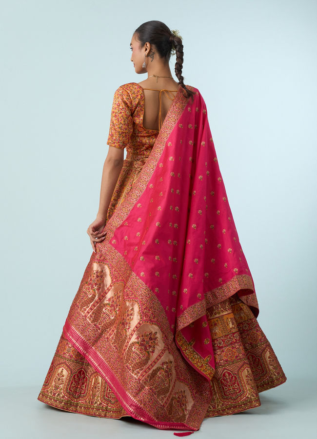 Mohey Women Yellow Art Silk Lehenga Set