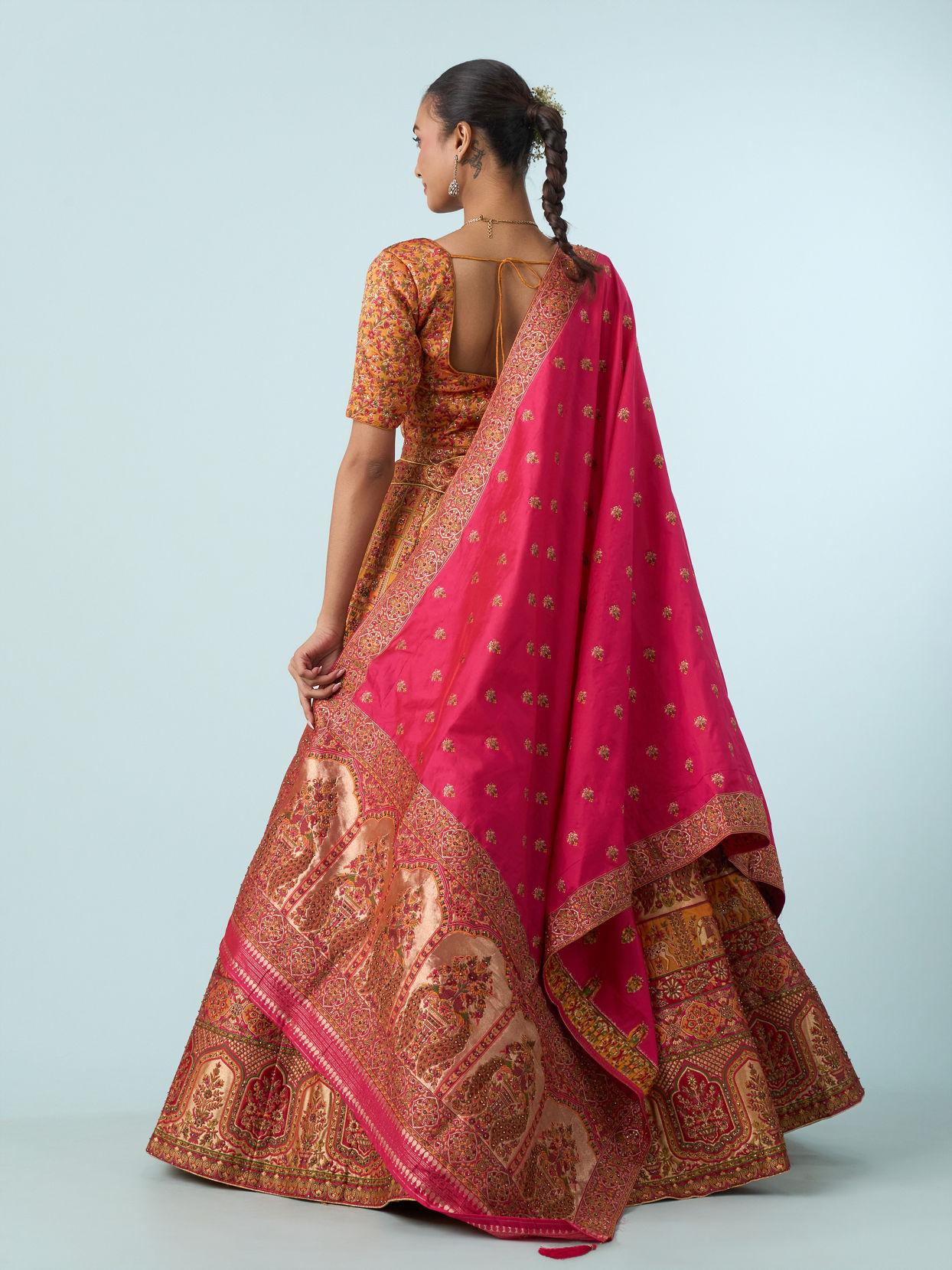 Mohey Women Yellow Art Silk Lehenga Set