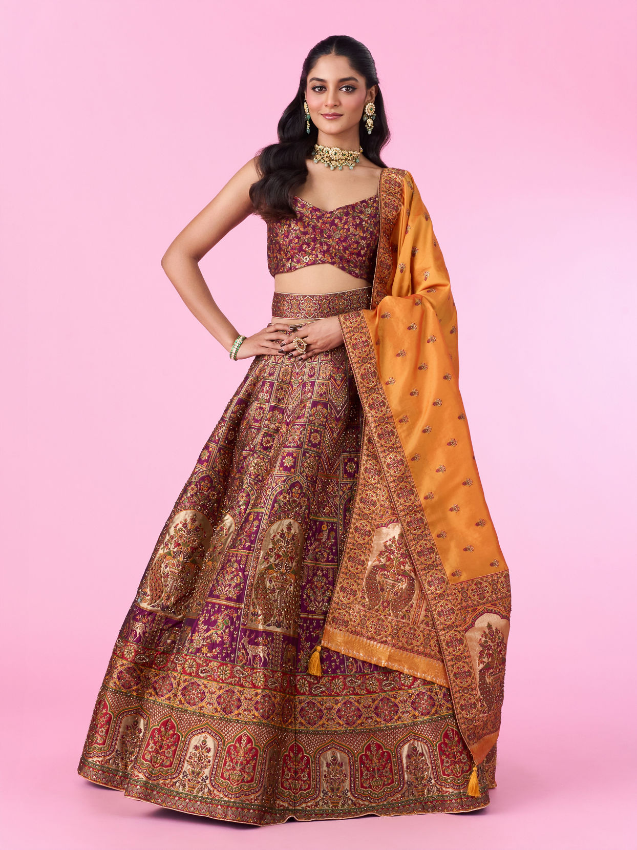 Mohey Women Wine Radiance Lehenga