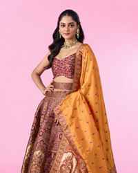 Mohey Women Wine Radiance Art Silk Lehenga