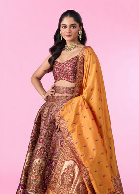 Mohey Women Wine Radiance Lehenga