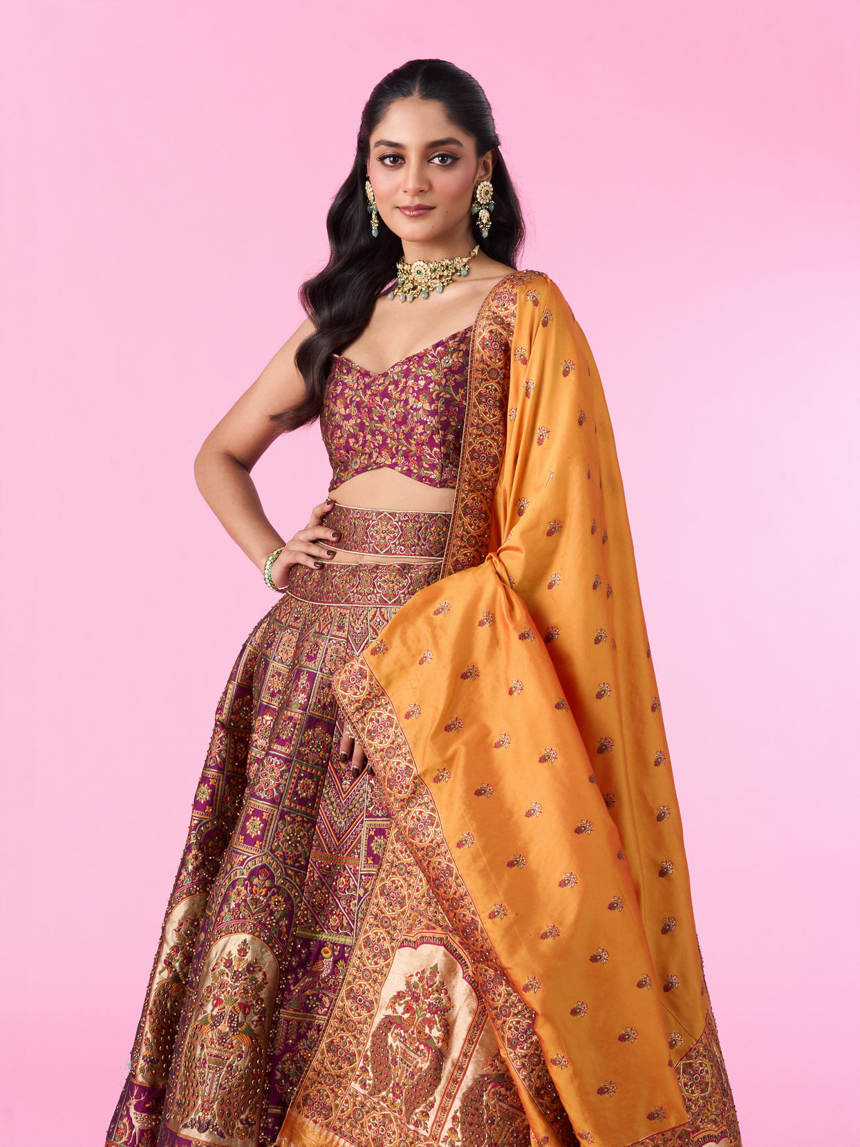 Mohey Women Wine Radiance Lehenga