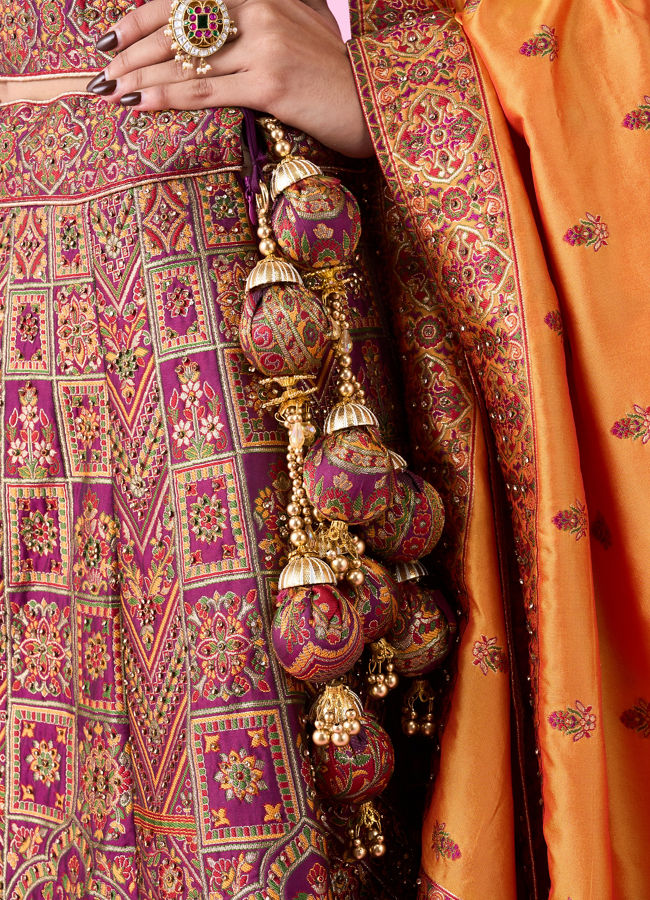 Mohey Women Wine Radiance Art Silk Lehenga