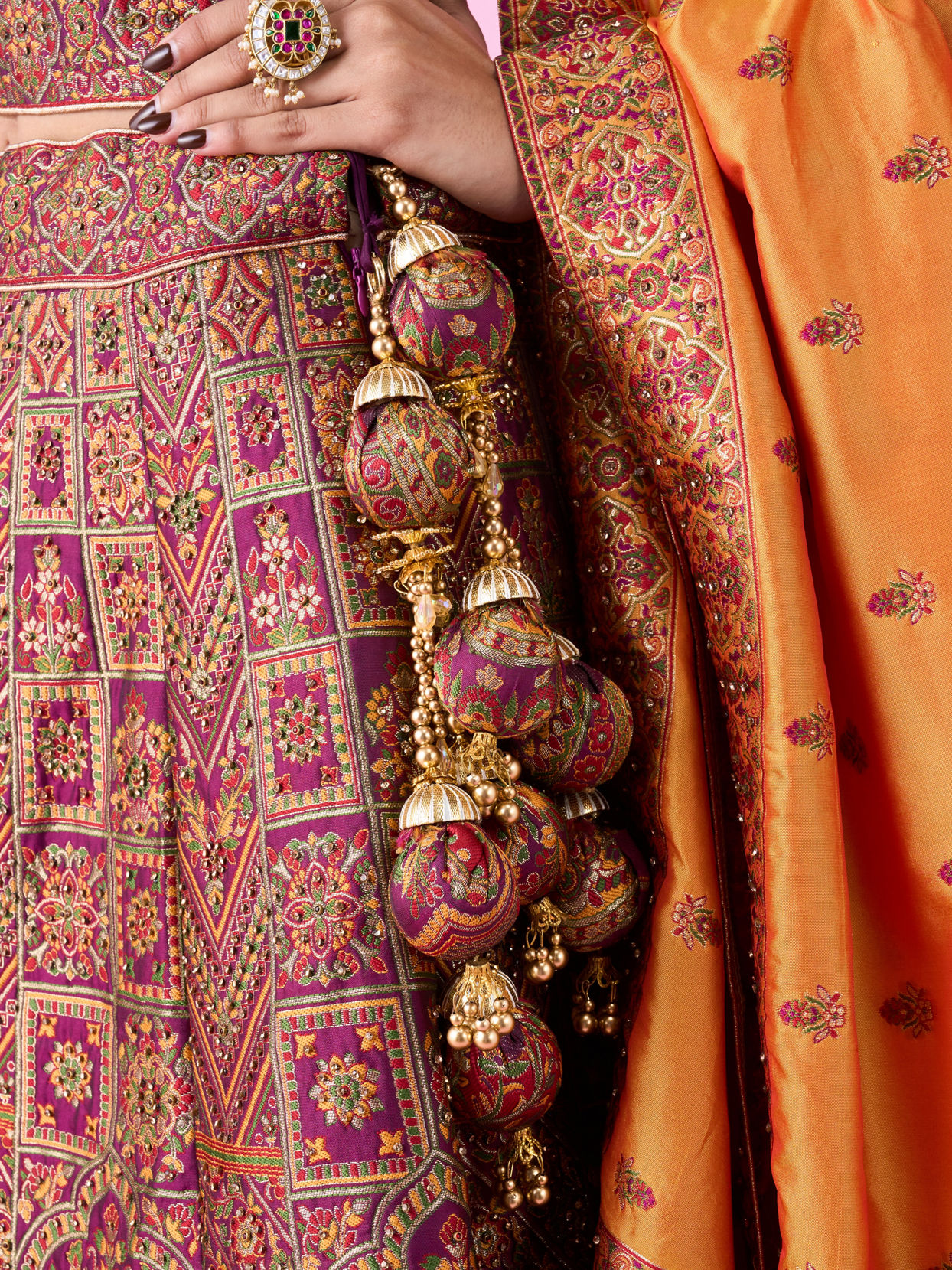 Mohey Women Wine Radiance Art Silk Lehenga