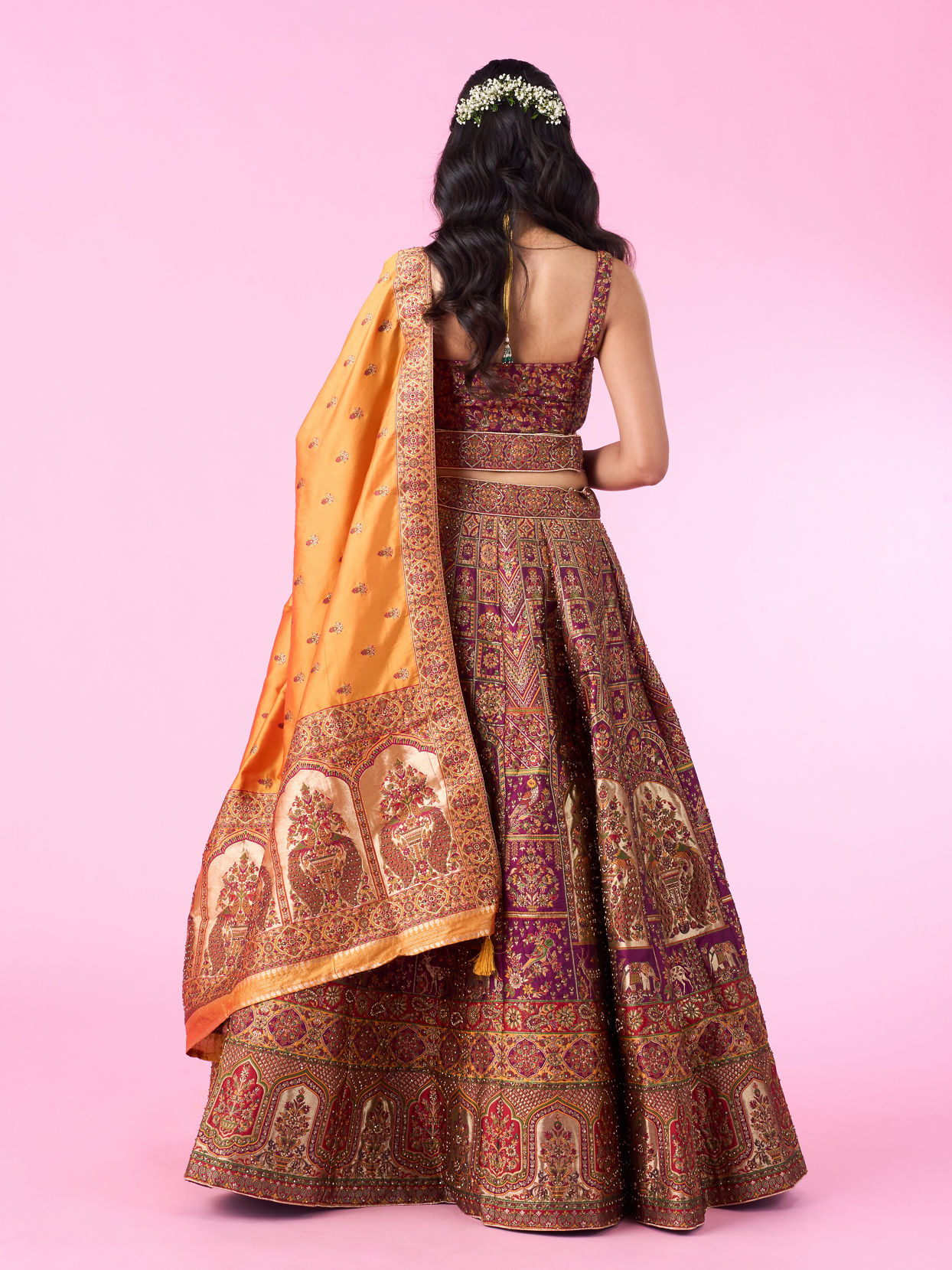 Mohey Women Wine Radiance Art Silk Lehenga