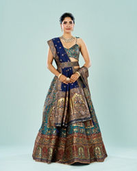 Mohey Women Emerald Elegance Semi Bridal Lehenga