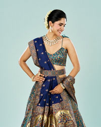 Mohey Women Emerald Elegance Semi Bridal Lehenga