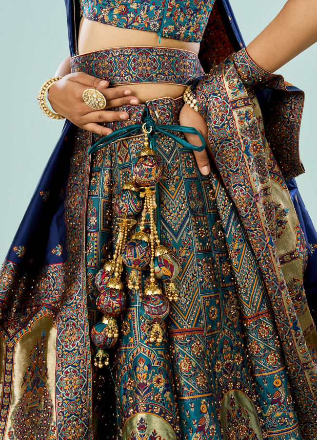 Mohey Women Emerald Elegance Semi Bridal Lehenga