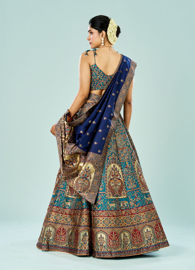 Mohey Women Emerald Elegance Semi Bridal Lehenga