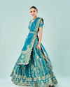 Mohey Women Ravishing Rama Green Semi Bridal Lehenga