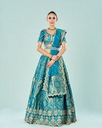 Mohey Women Ravishing Rama Green Semi Bridal Lehenga