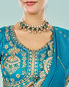Mohey Women Ravishing Rama Green Semi Bridal Lehenga